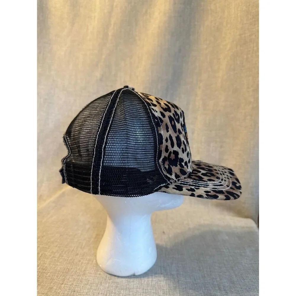 Sunshine and Rodeo Leopard Cactus Trucker Hat Mesh Back Adjustable Western MINT